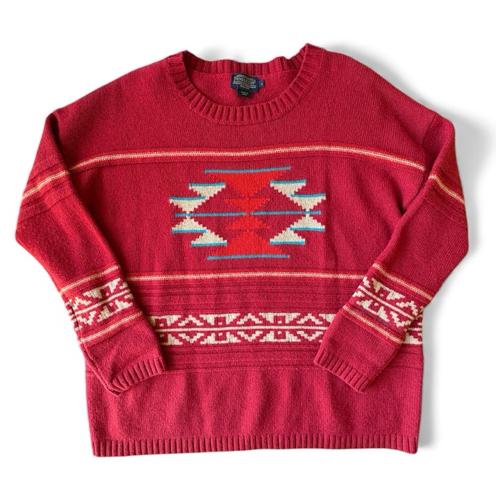 Pendleton Lambswool Jacquard Sweater Men’s Large Southwestern Aztec Pattern